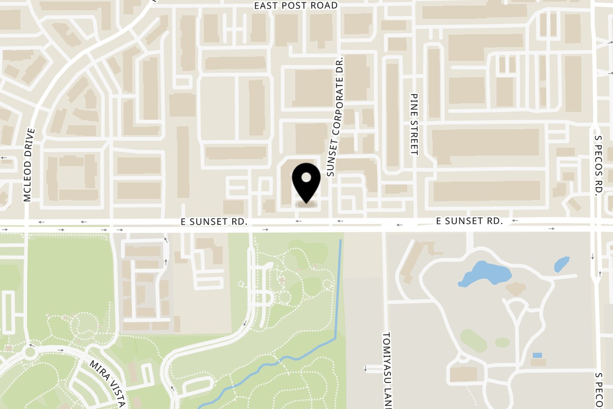 Map showing the location of Table Thai Bar & Bistro on 3130 E Sunset Rd #C in Las Vegas